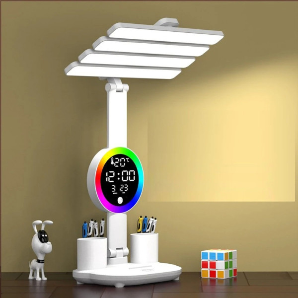 Настільна LED-лампа KRX-104 з RGB-підсвіткою, вентилятором і годинником - мініатюра 5