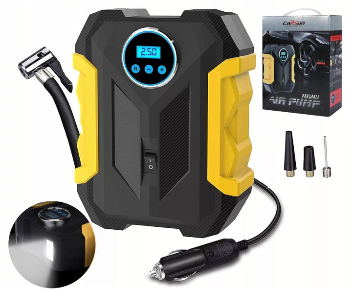 Портативний акумуляторний повітряний компресор 12В з екраном Модель 3 • Бездротовий насос для підкачування шин автомобіля, мотоцикла, велосипеда та надувних виробів