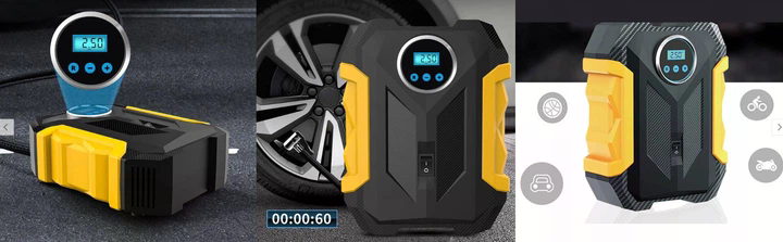 Акумуляторний повітряний компресор 12V Модель 3 з екраном - мініатюра 4