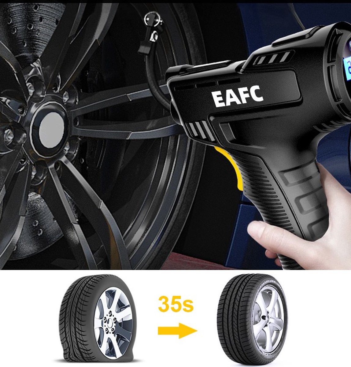 Акумуляторний повітряний компресор Модель 4 чорний з екраном - мініатюра 3