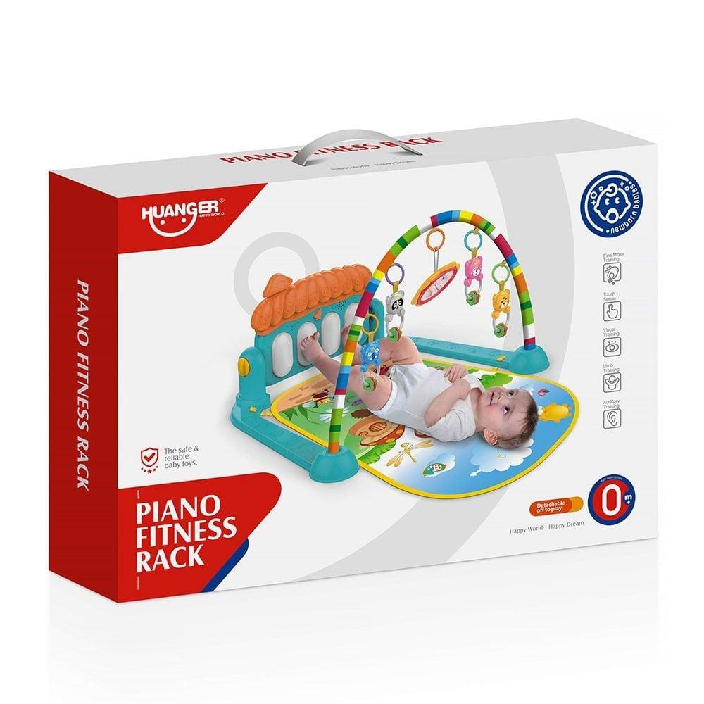 Дитячий розвивальний ігровий килимок Piano Fitness Rack X-646 з музичним піаніно та підвісними іграшками • Килимок для новонароджених 3в1 для розвитку моторики, координації та сенсорики
