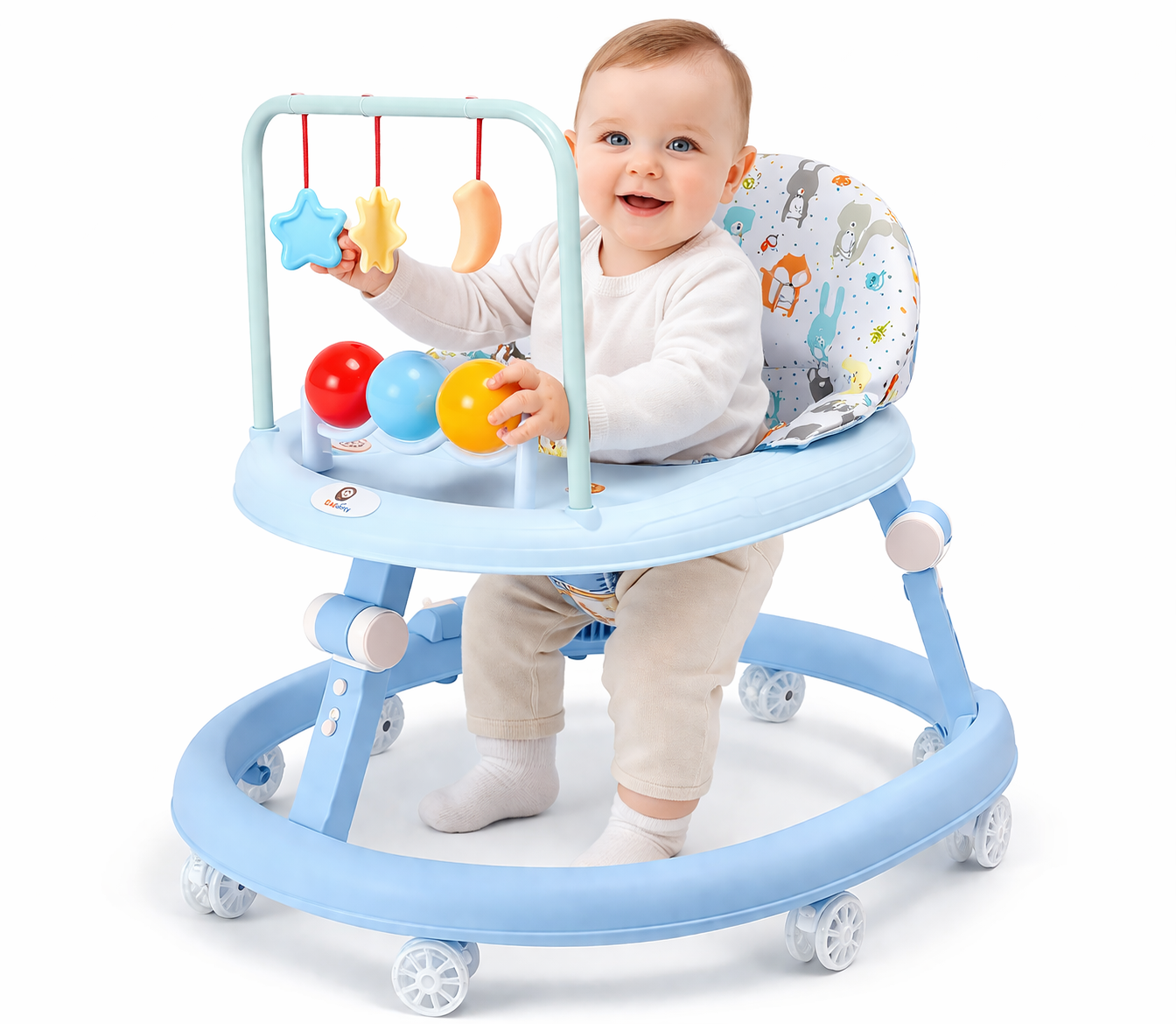 Дитячі ходунки голубі музичні X-624 • Ходунки для малюків з регулюванням висоти, ігровими іграшками та колесами