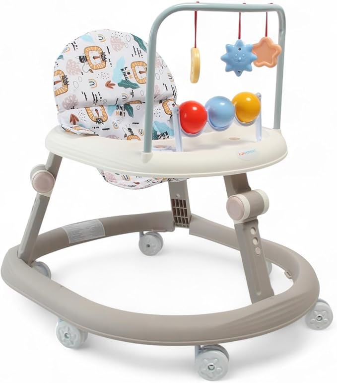 Дитячі ходунки бежеві музичні X-624 • Ходунки для малюків з регулюванням висоти, ігровими іграшками та колесами