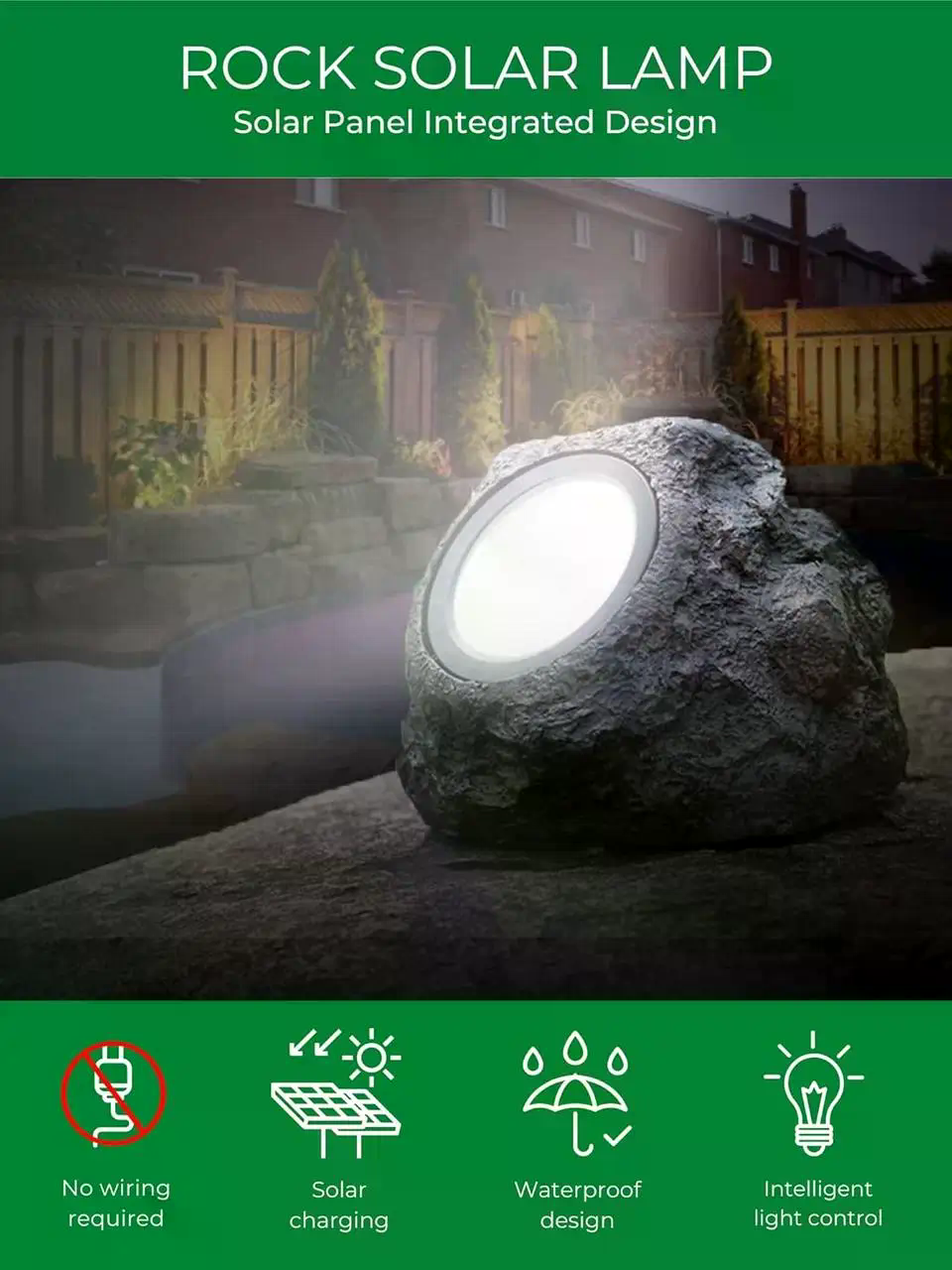 Садовий світильник Garden Light Stone на сонячній батареї - мініатюра 8