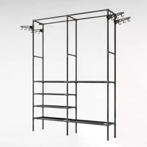 Телескопічна подвійна вішалка-стійка для одягу Double Pole NF6602-4/YL8106-2 - мініатюра 2