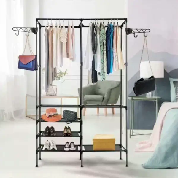 Телескопічна подвійна вішалка-стійка для одягу Double Pole NF6602-4/YL8106-2 - мініатюра 3