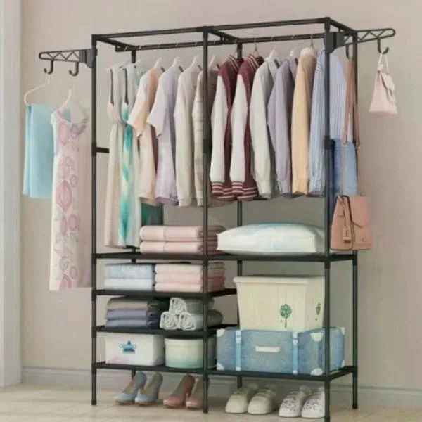 Телескопічна подвійна вішалка-стійка для одягу Double Pole NF6602-4/YL8106-2 - мініатюра 5