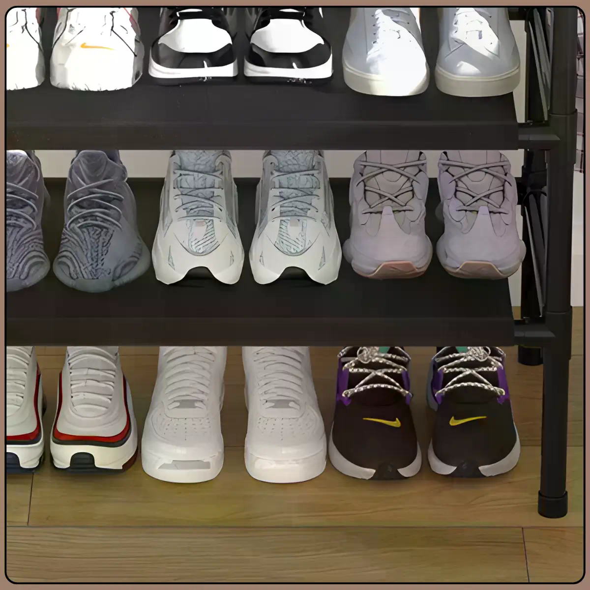 Підлогова вішалка-стійка для одягу 2453/YH9918-3 з полицями та двома перекладинами - мініатюра 6