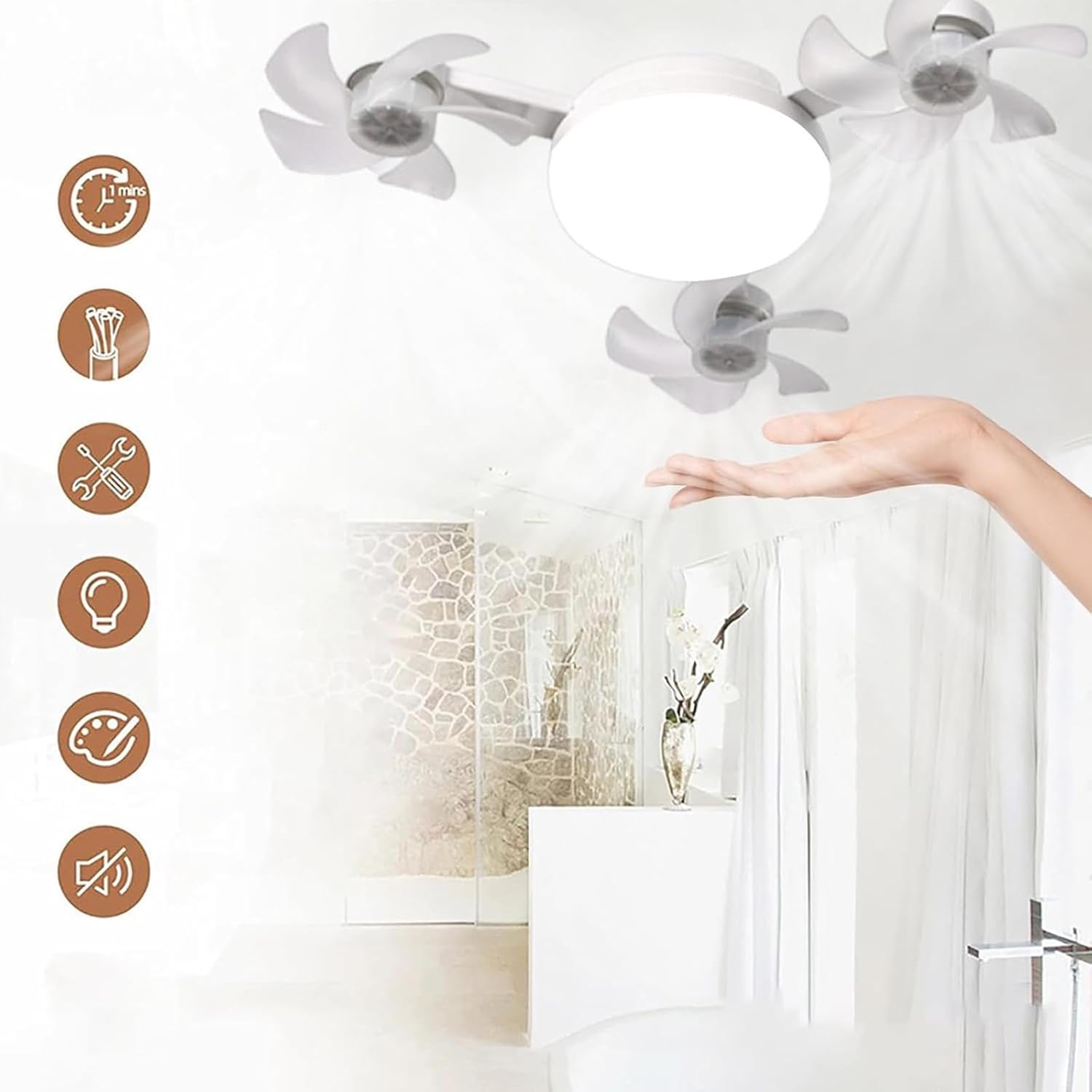 Лампа LED з вентилятором у патрон E27 AY1055 • Світлодіодна лампа-вентилятор 2 в 1 з пультом, 3 режимами світла та 3 швидкостями для дому, кухні, дачі та офісу