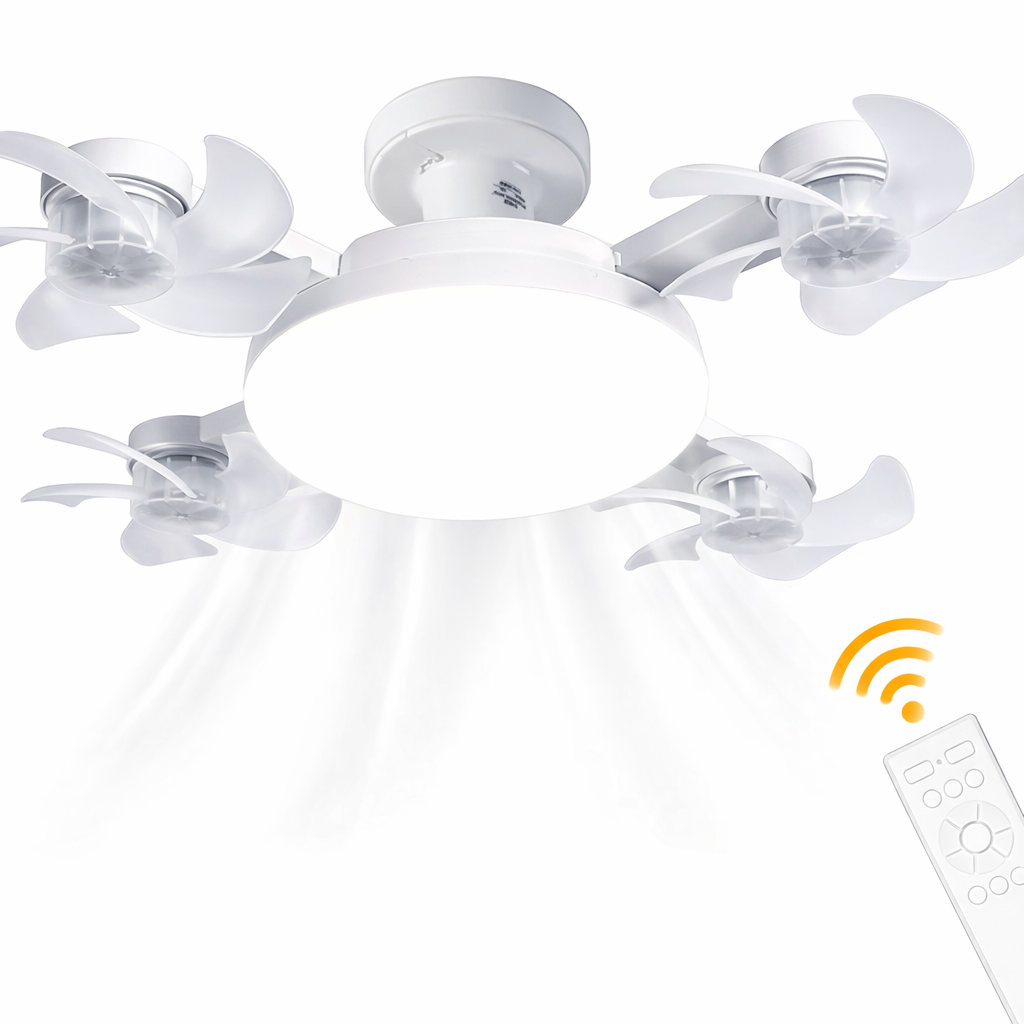 Лампа LED з вентилятором у патрон E27 AY1053 • Світлодіодна лампа-вентилятор 2 в 1 з пультом, 3 режимами світла та 3 швидкостями для дому, кухні, дачі та офісу