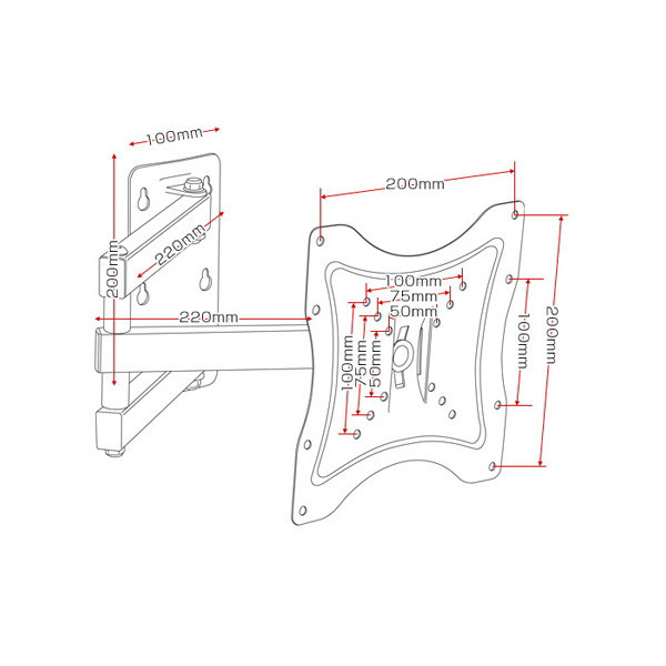 Кронштейн для телевізора Vesa HDL-117В ∙ Настінне кріплення для плазми монітора діагоналлю 14-42 дюйми - мініатюра 9