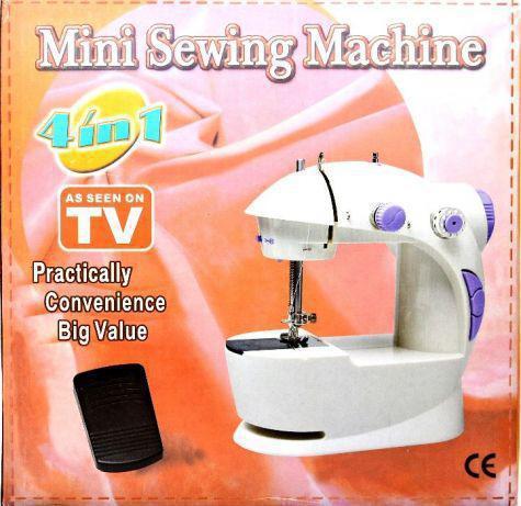 Швейна міні машинка Mini Sewing Machine SM-202A 4 в 1 портативна домашня машинка для шиття від мережі / батарей / педалі - мініатюра 6