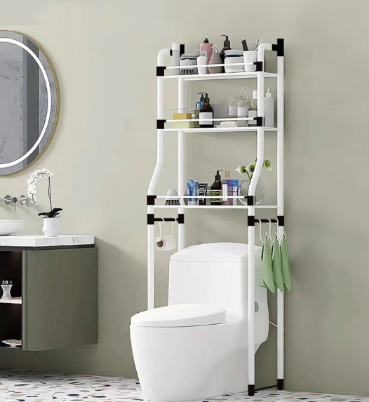 Підлогова полиця - стелаж над туалетом у ванну кімнату | Органайзер туалетна стійка для зберігання туалетного приладдя - мініатюра 2