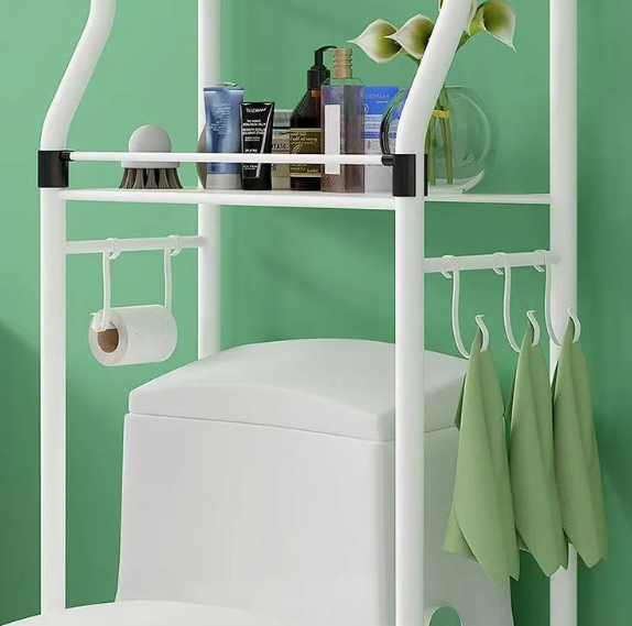 Підлогова полиця - стелаж над туалетом у ванну кімнату | Органайзер туалетна стійка для зберігання туалетного приладдя - мініатюра 4