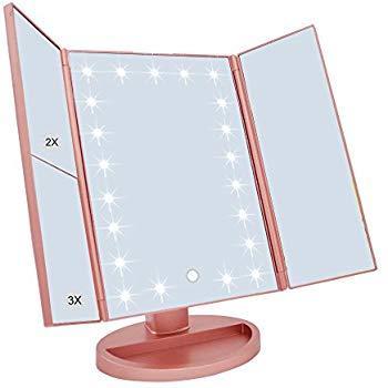 Потрійне косметичне дзеркало для макіяжу з підсвіткою LED Magnifying Mirror - мініатюра 7