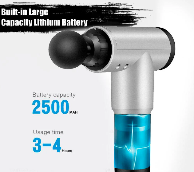 Портативний м'язовий масажер - пістолет Fascial Gun KH-320 ∙ Ручний вібромасажер для фасціального масажу м'язів тіла - мініатюра 6