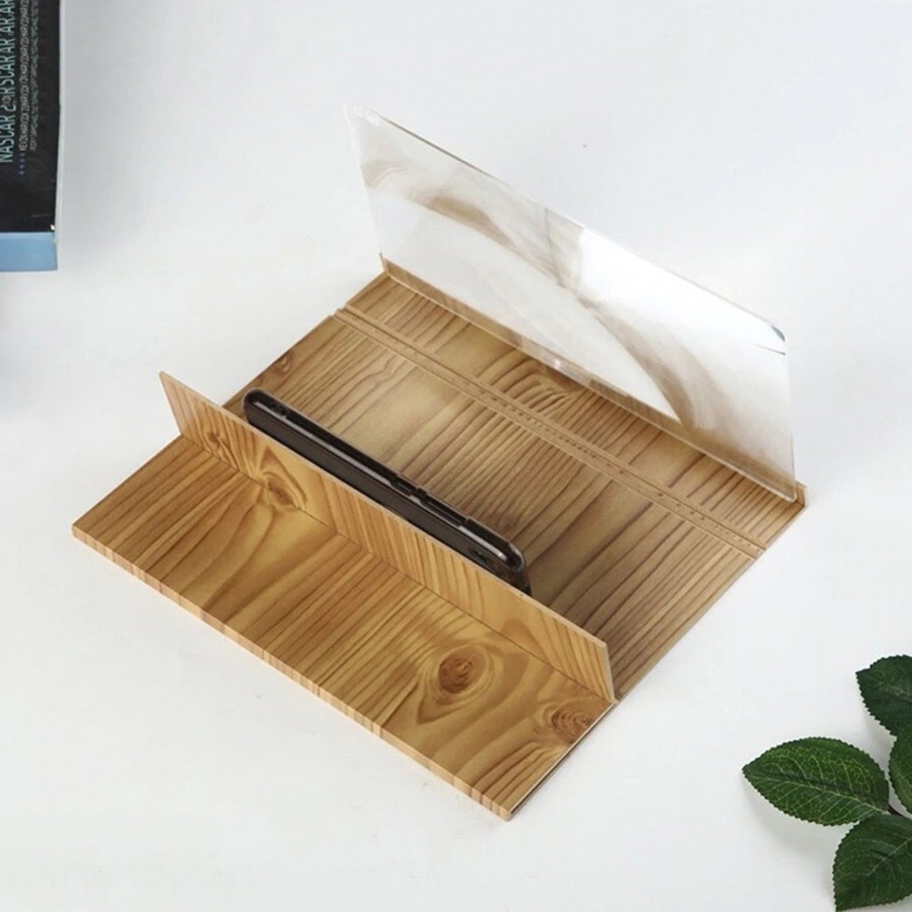 3D збільшувач екрану з підставкою для телефону Лінза Френеля Дерево VIDEO AMPLIFIER - мініатюра 3