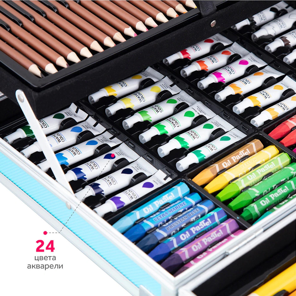 Преміум Набір для малювання та творчості Єдиноріг, 145 предметів у двоярусному кейсі Рожевий - мініатюра 9