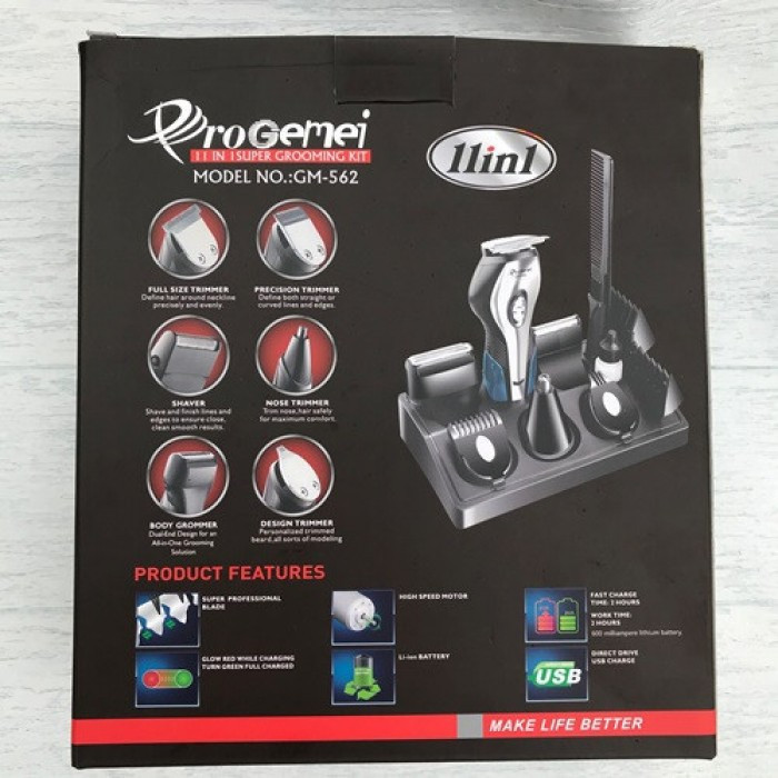 Набір для стрижки Gemei GM-562 10 в 1 Машинка - тример з насадками - мініатюра 7