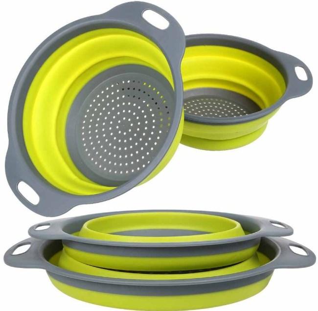 Силиконові складні друшлаки - кошики зі зливом для миття овочів, фруктів ∙ Комплект з 2 штук