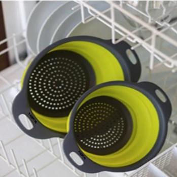 Силиконові складні друшлаки - кошики зі зливом для миття овочів, фруктів ∙ Комплект з 2 штук - мініатюра 4
