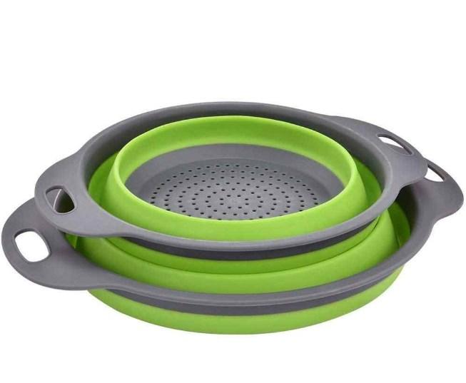 Силиконові складні друшлаки - кошики зі зливом для миття овочів, фруктів ∙ Комплект з 2 штук - мініатюра 5