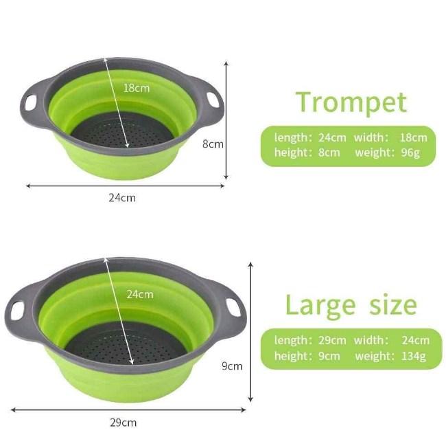 Силиконові складні друшлаки - кошики зі зливом для миття овочів, фруктів ∙ Комплект з 2 штук - мініатюра 7
