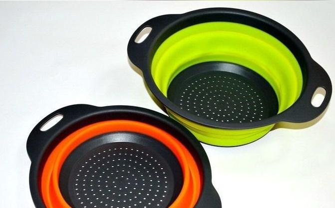 Силиконові складні друшлаки - кошики зі зливом для миття овочів, фруктів ∙ Комплект з 2 штук - мініатюра 8