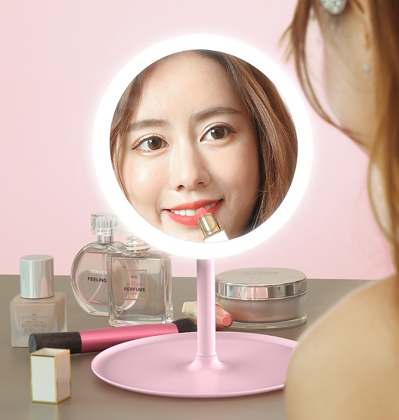 Косметичне настільне кругле дзеркало для макіяжу з LED підсвіткою - мініатюра 6