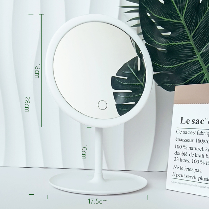 Косметичне настільне кругле дзеркало для макіяжу з LED підсвіткою - мініатюра 8