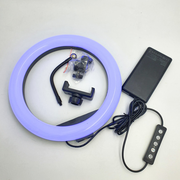 Світлодіодна кільцева RGB лампа MJ33 ∙ Селфі-кільце освітлювальне для фото та зйомок, 33 см - мініатюра 6