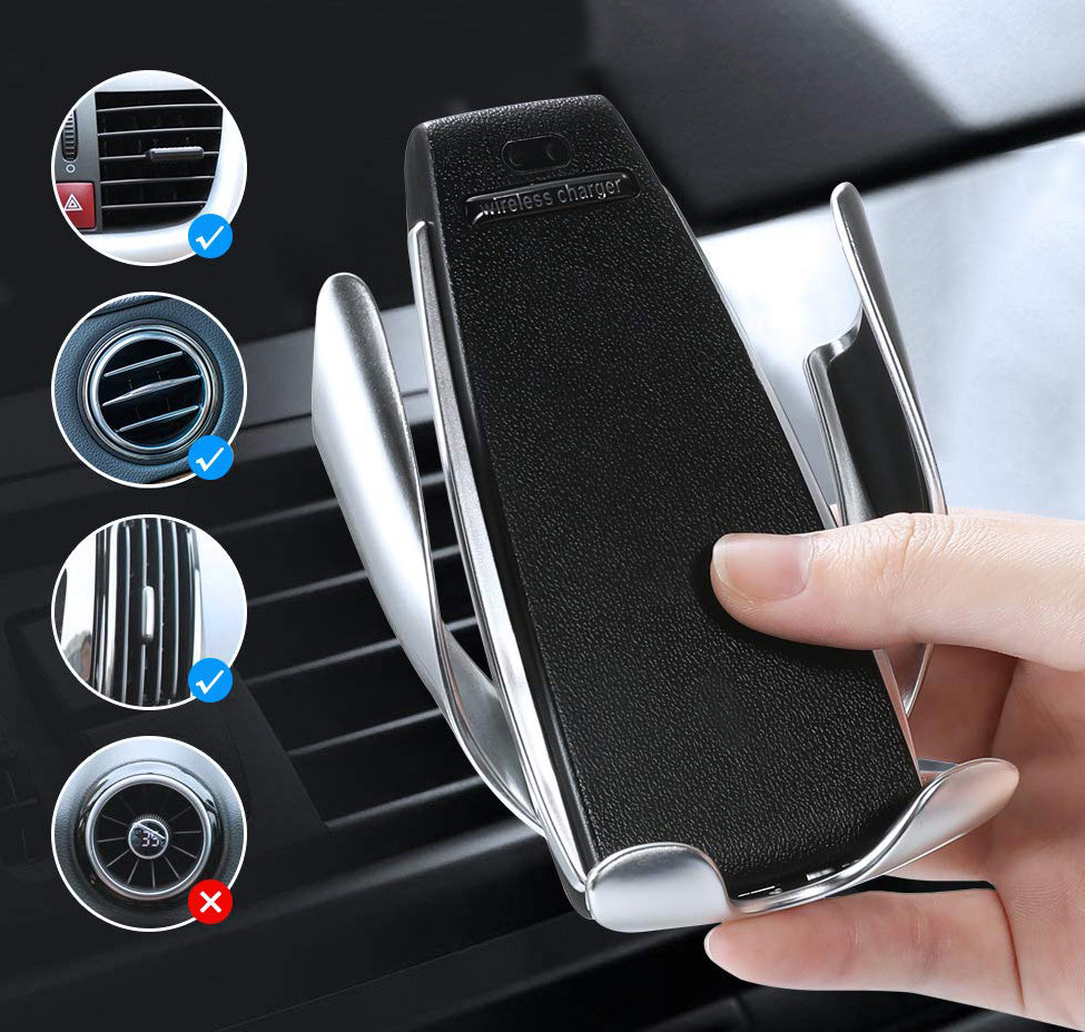 Автотримач телефону з функцією бездротової зарядки S5 Techno Smart Sensor Розумний тримач смартфона для авто - мініатюра 5