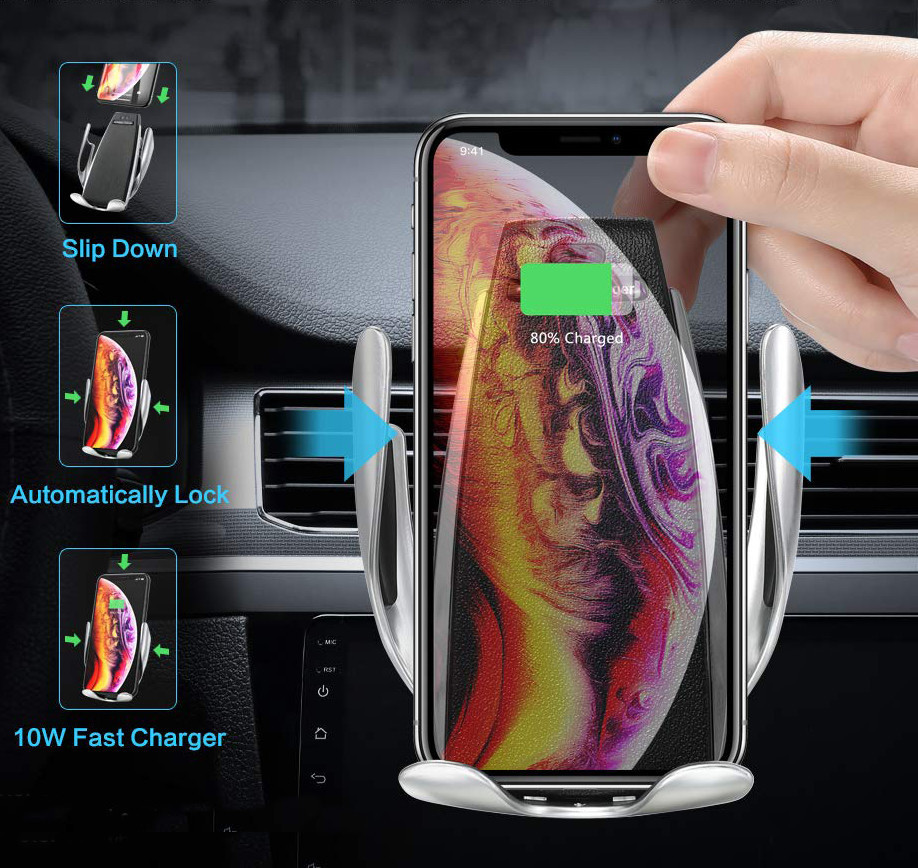 Автотримач телефону з функцією бездротової зарядки S5 Techno Smart Sensor Розумний тримач смартфона для авто - мініатюра 8