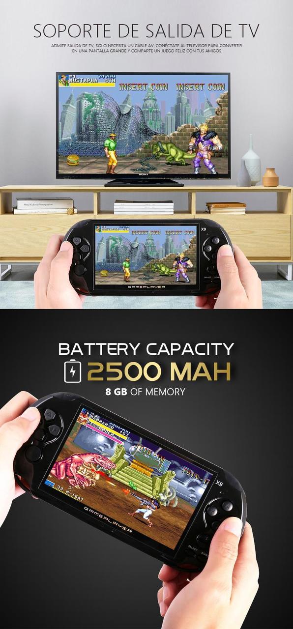 Ігрова PSP приставка X9 Портативна ігрова консоль з ТВ-виходом, 8ГБ - мініатюра 6