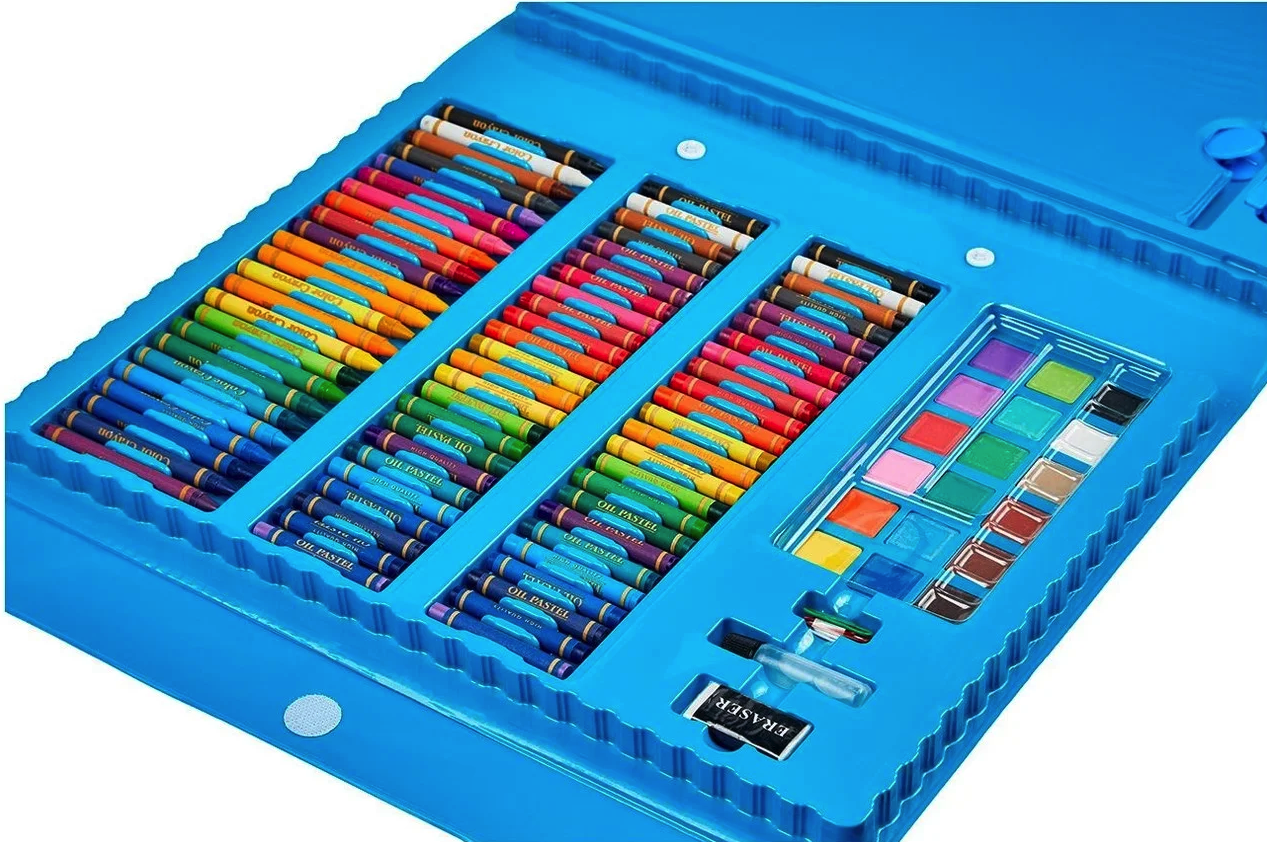 Дитячий розкладний набір для малювання з мольбертом, 208 предметів ∙ Художній набір для творчості ∙ Фломастери ∙ Фарби ∙ Пастельна крейда ∙ Планшет - мініатюра 7