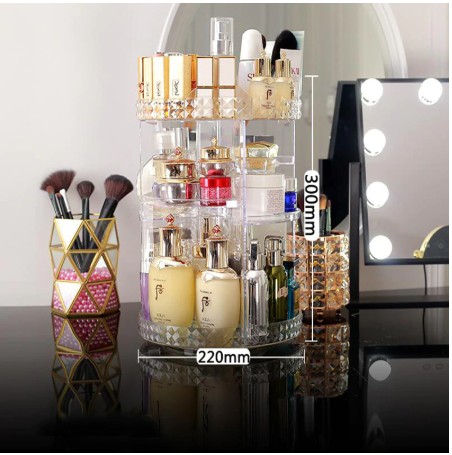 Прозорий органайзер, що обертається для зберігання косметики та парфумерії BEAUTY BOX 360 Rotation Cosmetic Organizer - мініатюра 3